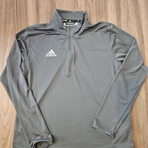 Adidas Men's Gray Long Sleeve Three Quarter Zip Shirt Size Med